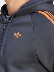 adidas Originals Grey Adicolor Over The Hood Stripes Hoodie - Image 3 of 5