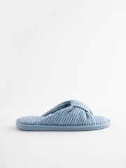 Blue Towelling Knot Slider Slippers - Image 4 of 7