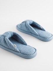 Blue Towelling Knot Slider Slippers - Image 6 of 7