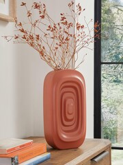 Orange Retro Shaped Ceramic Flower Vase - Image 1 of 5