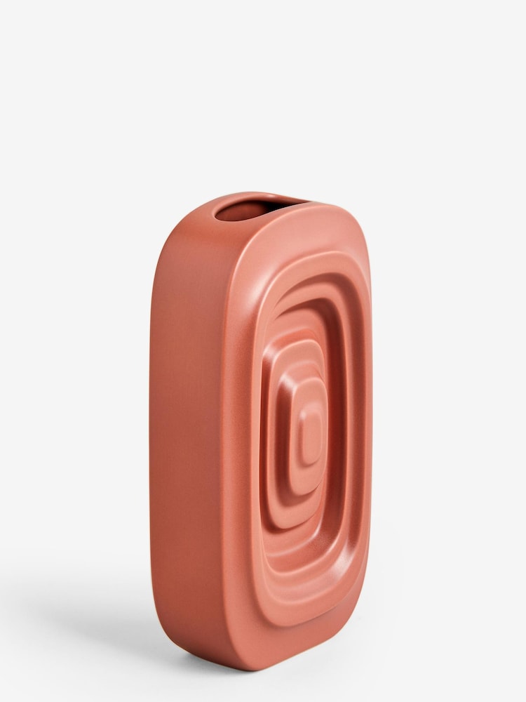 Orange Retro Shaped Ceramic Flower Vase - Image 2 of 5