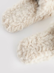 Neutral Faux Fur Flatform Slider Slippers - Image 7 of 7