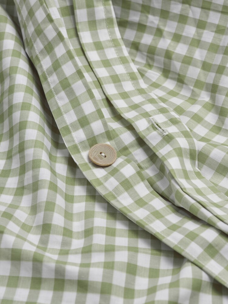 Piglet in Bed Pear Gingham Linen Duvet Cover - Image 2 of 3