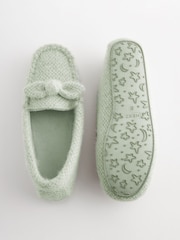 Green Knitted Bow Moccasin Slippers - Image 7 of 7