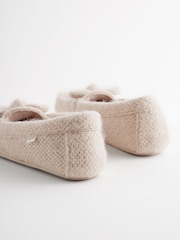 Neutral Knitted Bow Moccasin Slippers - Image 6 of 7