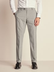 Grey Slim Fit Herringbone Suit Trousers - Image 1 of 9