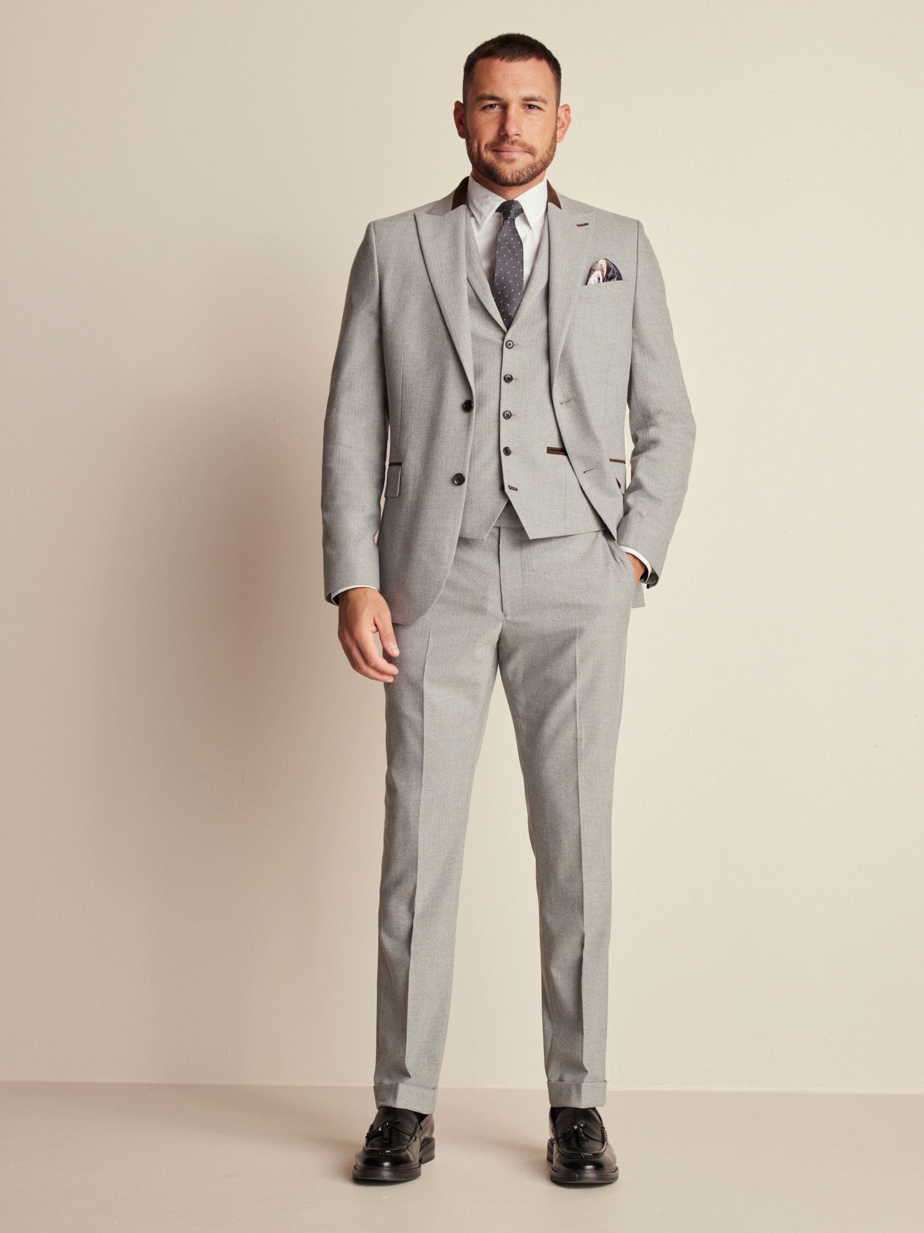 Buy Grey Slim Fit Herringbone Suit Trousers from Next USA