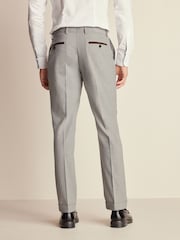 Grey Slim Fit Herringbone Suit Trousers - Image 3 of 9
