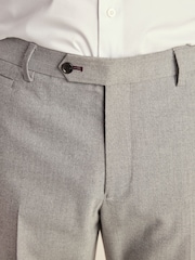 Grey Slim Fit Herringbone Suit Trousers - Image 4 of 9