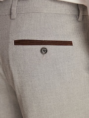 Grey Slim Fit Herringbone Suit Trousers - Image 5 of 9