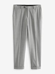 Grey Slim Fit Herringbone Suit Trousers - Image 6 of 9
