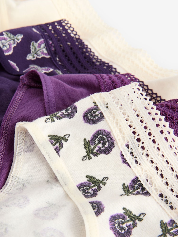 Berry Print/ Cream High Leg Geo Lace Trim Knickers 4 Pack - Image 10 of 10
