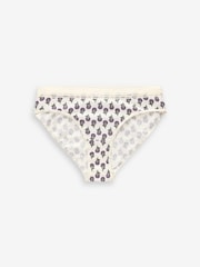 Berry Print/ Cream High Leg Geo Lace Trim Knickers 4 Pack - Image 6 of 10