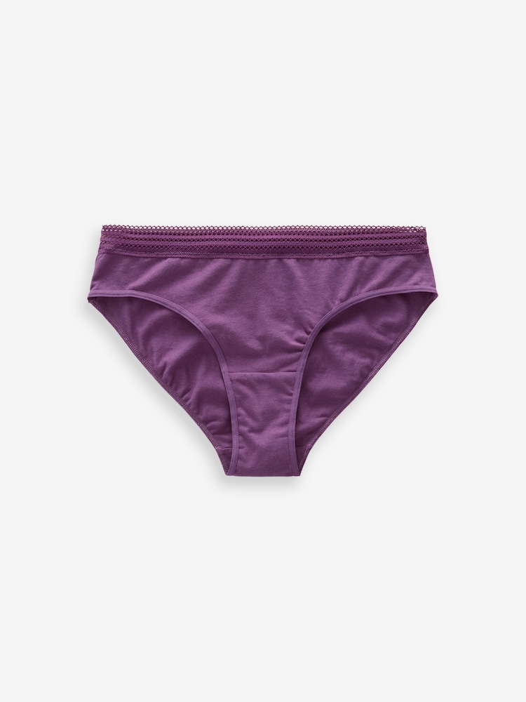 Berry Print/ Cream High Leg Geo Lace Trim Knickers 4 Pack - Image 9 of 10
