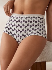 Berry Print/ Cream Full Brief Geo Lace Trim Knickers 4 Pack - Image 2 of 8