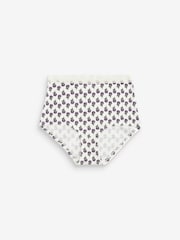 Berry Print/ Cream Full Brief Geo Lace Trim Knickers 4 Pack - Image 5 of 8