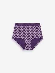 Berry Print/ Cream Full Brief Geo Lace Trim Knickers 4 Pack - Image 6 of 8