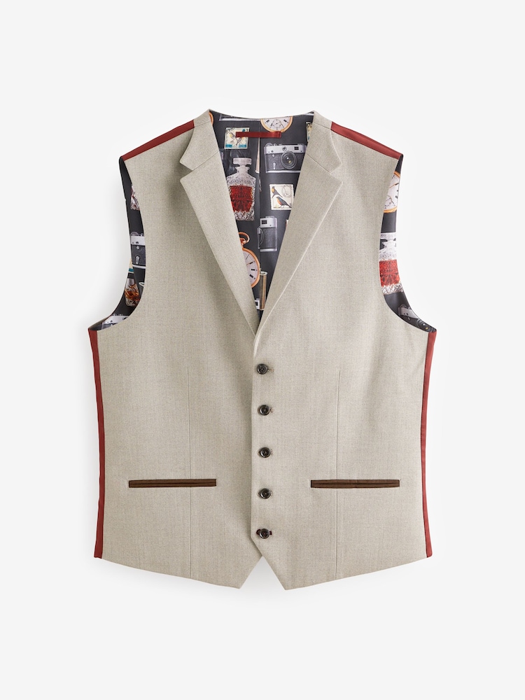 Neutraal - Regular fit visgraat kostuum gilet - Image 3 of 6