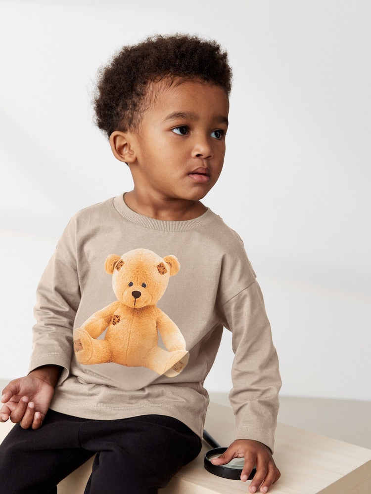 Stone Brown Bear - تيشرت بكُم طويل ومزين بطبعة شخصية (3 أشهر-7 سنوات) - صورة 1 من 4