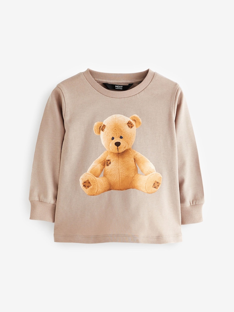 Stone Brown Bear - تيشرت بكُم طويل ومزين بطبعة شخصية (3 أشهر-7 سنوات) - صورة 2 من 4