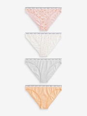 برتقالي - طبعة يقطين - حزمة سراويل داخلية من 4 قطع مصنوعة من القطن الغني ومزينة بشعار - صورة 1 من 1