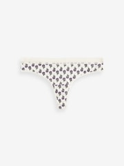 Berry Print/Cream Thong Geo Lace Trim Knickers 4 Pack - Image 6 of 8