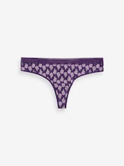 Berry Print/Cream Thong Geo Lace Trim Knickers 4 Pack - Image 8 of 8