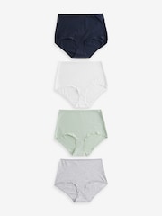 Blue/Green Marl Full Brief Cotton Rich Knickers 4 Pack - Image 1 of 9