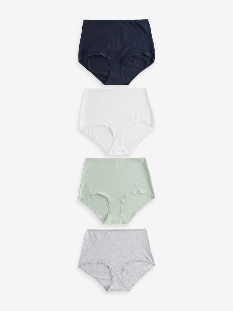 Blue/Green Marl Full Brief Cotton Rich Knickers 4 Pack - Image 1 of 9