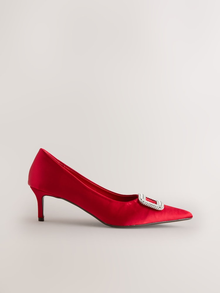 Red Forever Comfort® Low Jewel Trim Court Heels - Image 1 of 5 Red Forever Comfort® Low Jewel Trim Court Heels - Image 1 of 5