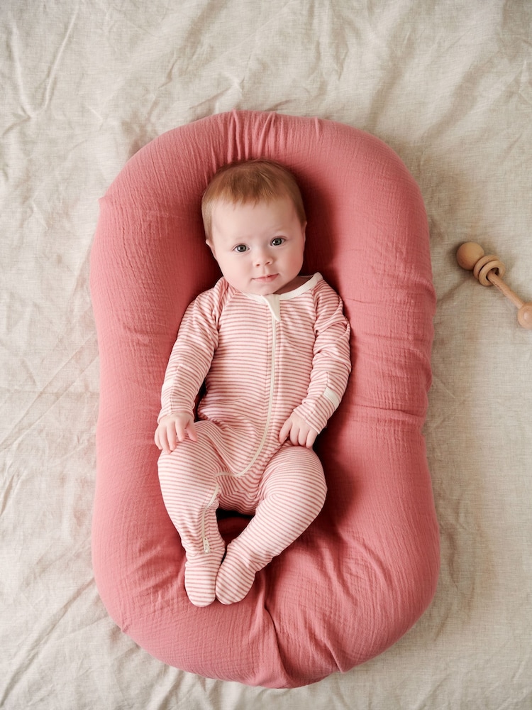 Purebaby Pink 100% Cotton Zip Baby Sleepsuits 2 Pack - Image 2 of 9