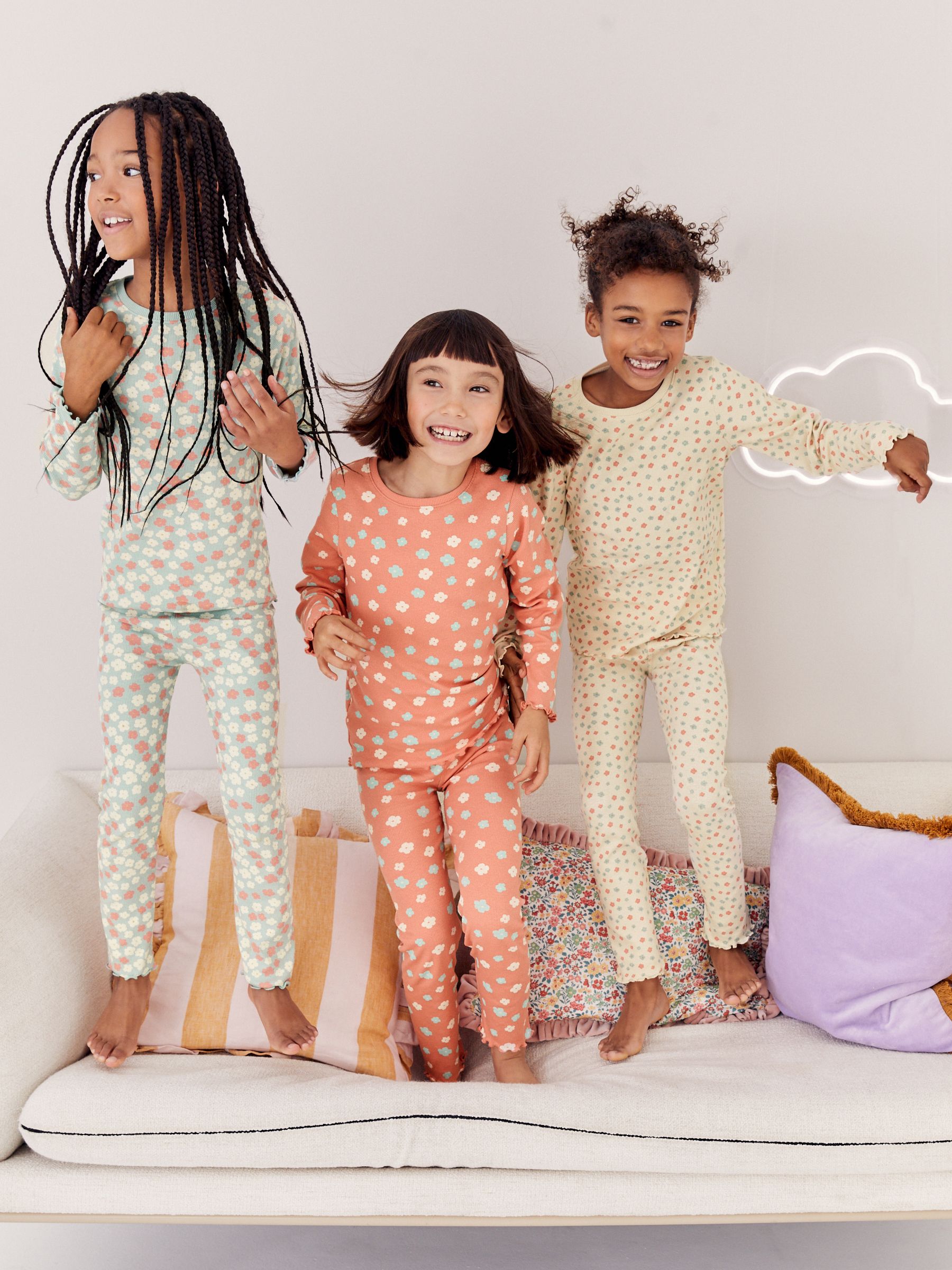Buy Pink Cream Ditsy Floral Pyjamas 3 Pack 9mths 16yrs from Next Luxembourg