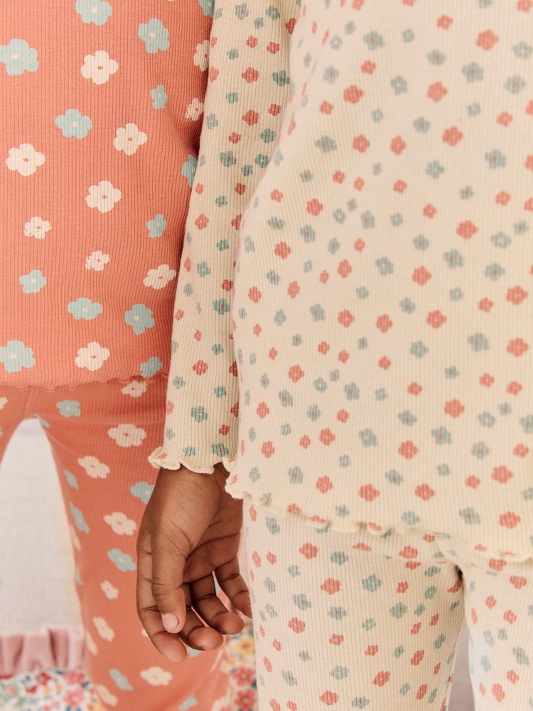 Rose/crème Ditsy - 100Pyjama Fleuri Snuggle % coton 3 Lot (9mths-16yrs) - Image 4 of 10