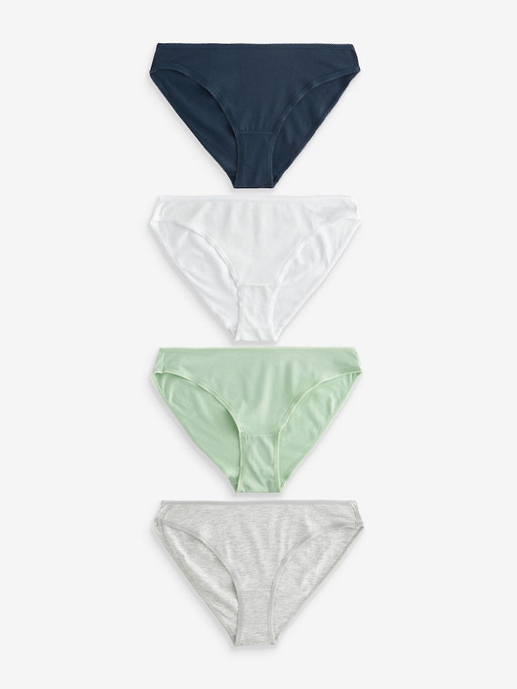 Blue/Green Marl High Leg Cotton Rich Knickers 4 Pack - Image 1 of 9