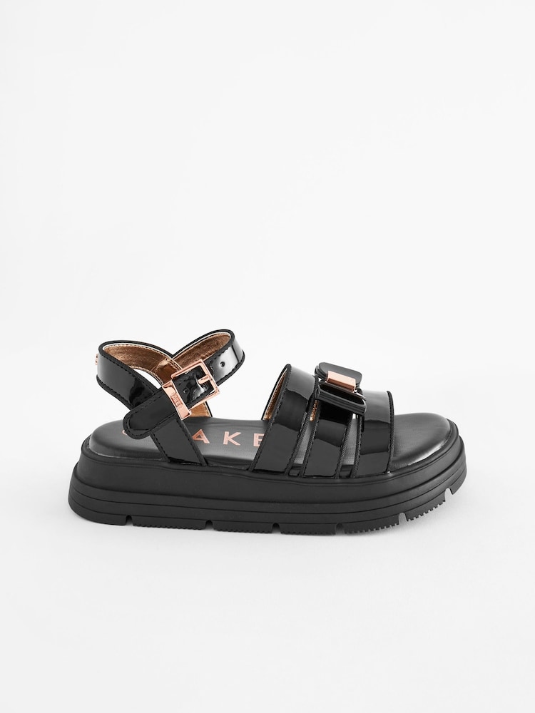Baker by Ted Baker Girls Black Chunky Gladiator Sandals with Bow - Image 1 of 7