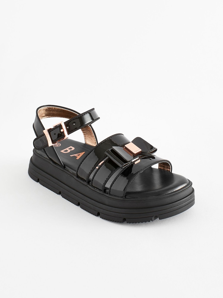 Baker by Ted Baker Girls Black Chunky Gladiator Sandals with Bow - Image 2 of 7