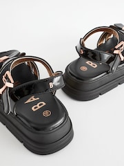 Baker by Ted Baker Girls Black Chunky Gladiator Sandals with Bow - Image 7 of 7