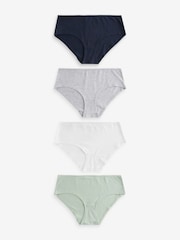 Blue/Green Marl Short Cotton Rich Knickers 4 Pack - Image 1 of 10