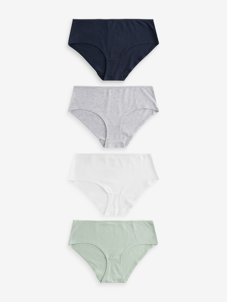 Blue/Green Marl Short Cotton Rich Knickers 4 Pack - Image 1 of 10