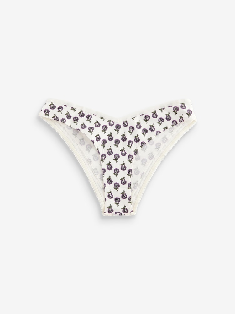 Berry Print/Cream Brazilian Geo Lace Trim Knickers 4 Pack - Image 8 of 8 Berry Print/Cream Brazilian Geo Lace Trim Knickers 4 Pack - Image 8 of 8