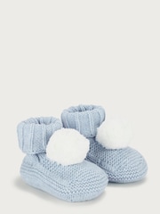The White Company Pink Knitted Pom Pom Booties - Image 1 of 1
