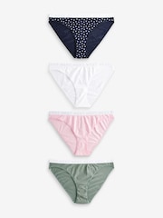 Sparkle Heart Print/Plain High Leg Logo Knickers 4 Pack - Image 1 of 9