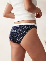 Sparkle Heart Print/Plain High Leg Logo Knickers 4 Pack - Image 4 of 9