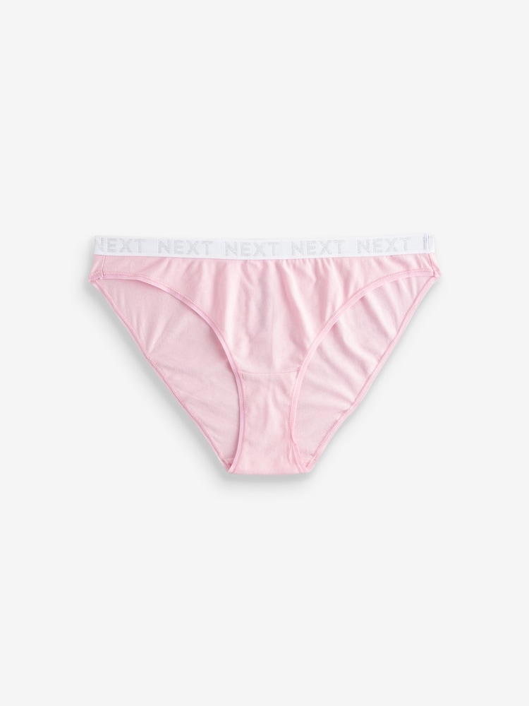 Sparkle Heart Print/Plain High Leg Logo Knickers 4 Pack - Image 8 of 9