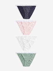 Sparkle Heart Print/Plain Tanga Logo Knickers 4 Pack - Image 1 of 8