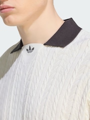 adidas Originals White Cable Knit Football Jersey - Image 3 of 5