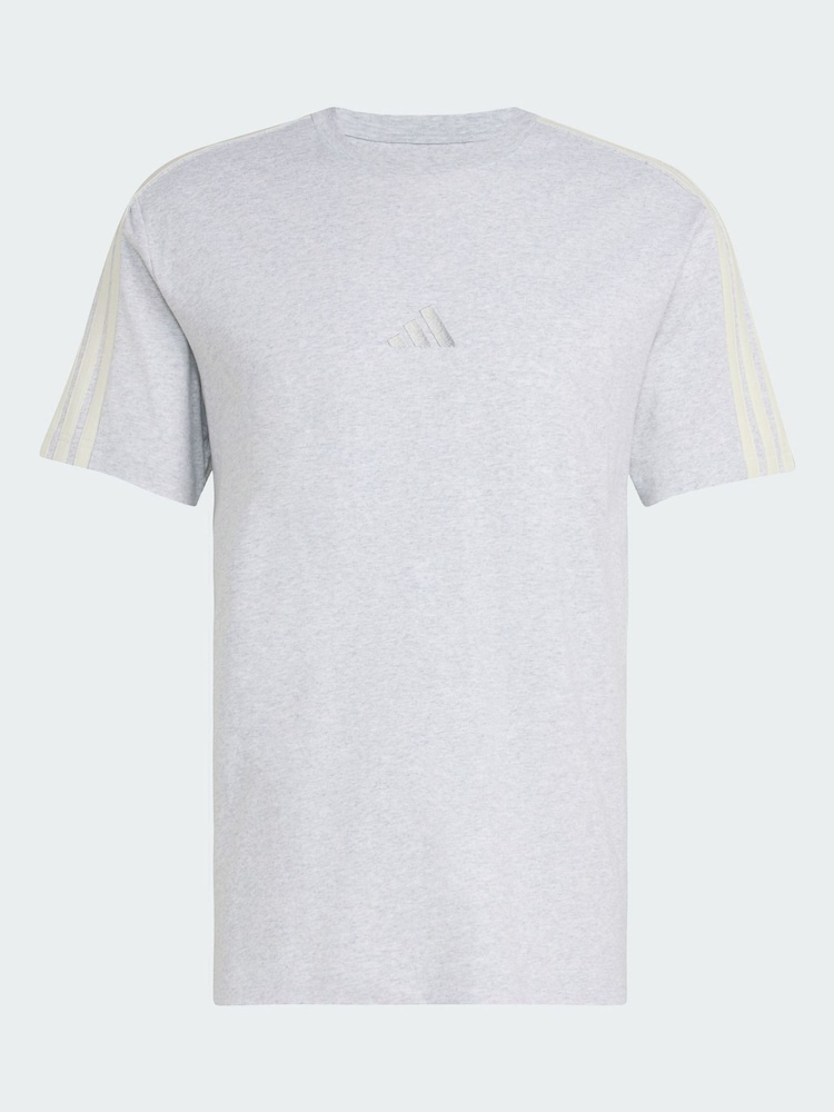 adidas Grey 3-Stripes Regular T-Shirt - Image 5 of 5 adidas Grey 3-Stripes Regular T-Shirt - Image 5 of 5