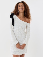 Threadbare Abito con lustrini, scollo a V e dettaglio a fiocco - Immagine 1 di 5