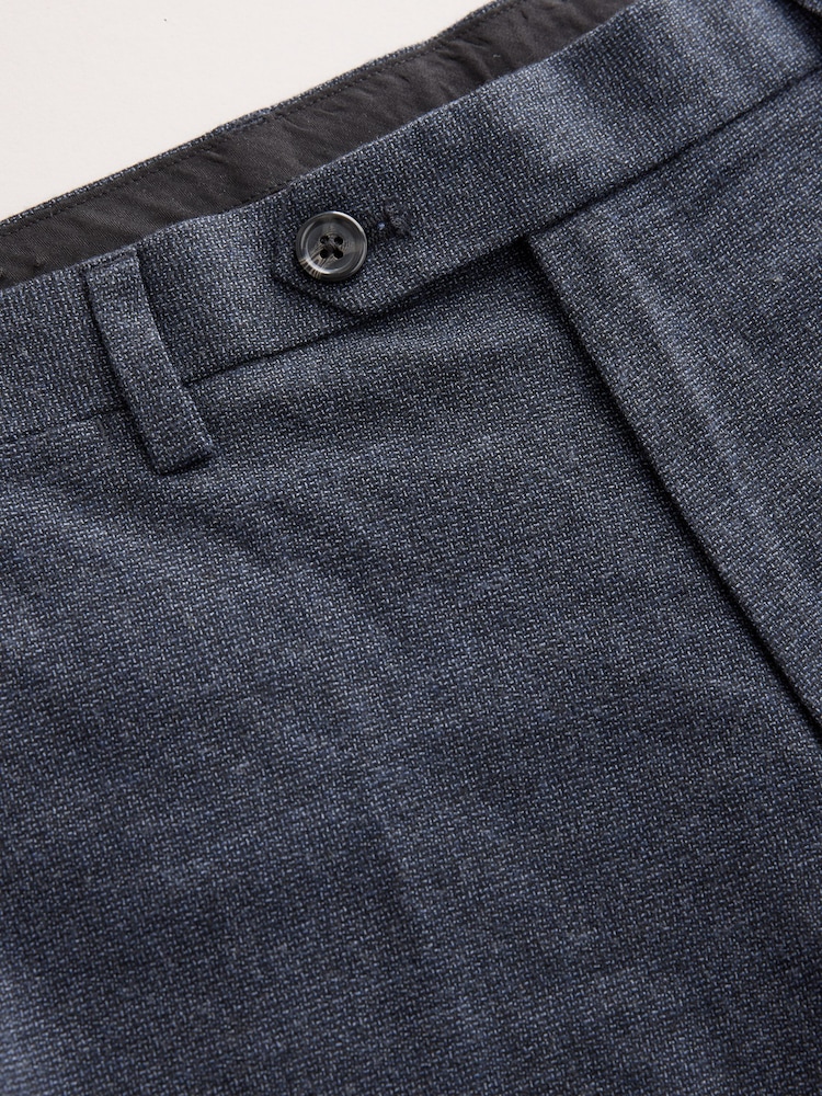 Blue Navy Slim Fit Stretch Textured Trousers - Image 10 of 10