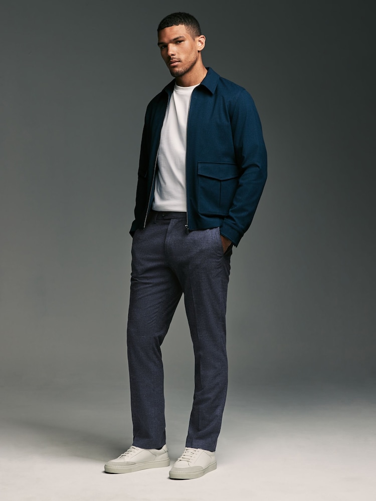 Blue Navy Slim Fit Stretch Textured Trousers - Image 2 of 10
